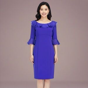 BUILT IN SHAPEWEAR / PURPLE RUFFLE BY NUE BY SHANI / NWT / MSRP $320 / SIZE 6